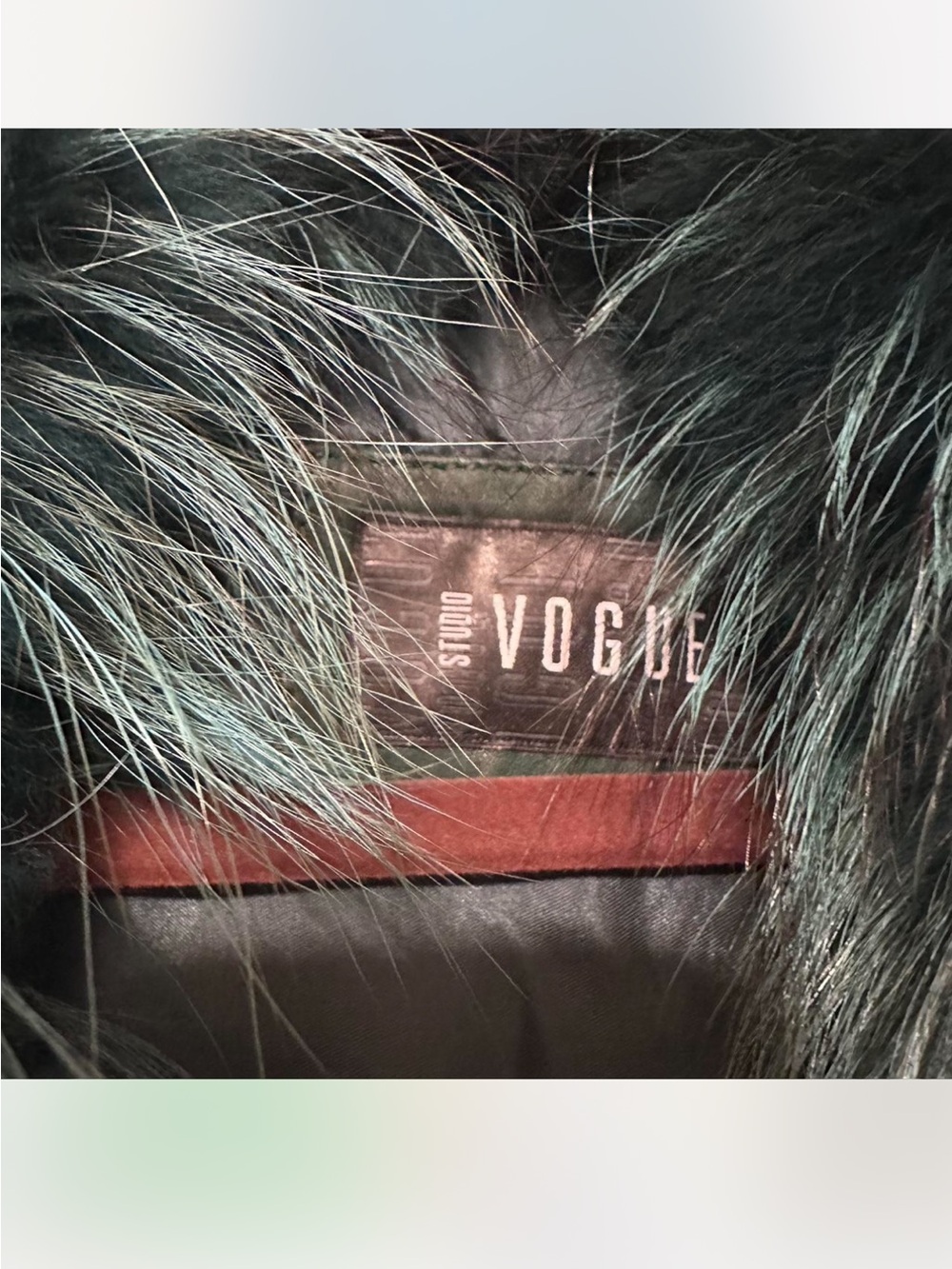 Teal Fox Fur Trim Women’s Jacket - Picture 3 of 5